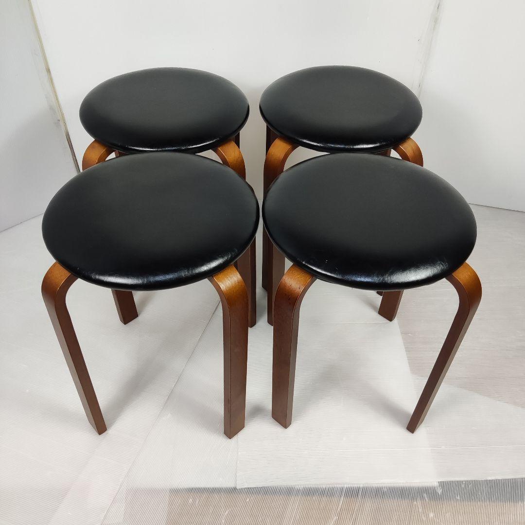 【数日セール】スツール　丸椅子　4脚セット　ブラック