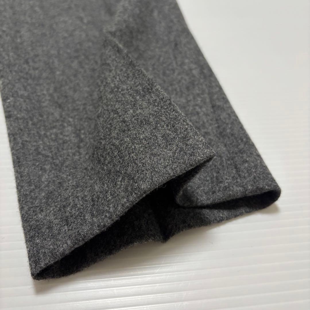 【デプレ トゥモローランド】ウール　フラノ　タック　テーパード　パンツ　グレー