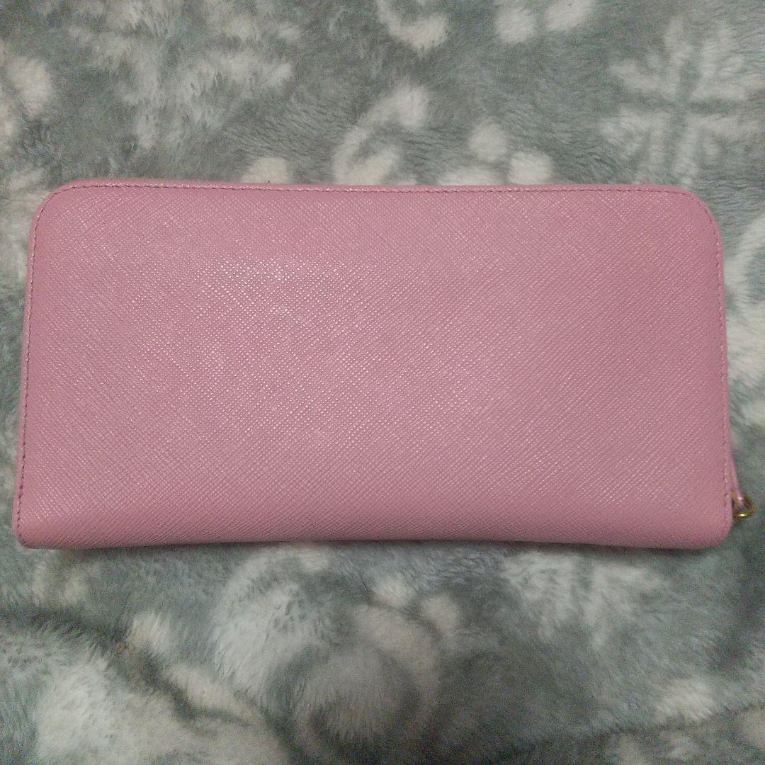 PRADA サフィアーノレザーラウンドファスナー 長財布 ピンクベージュ系