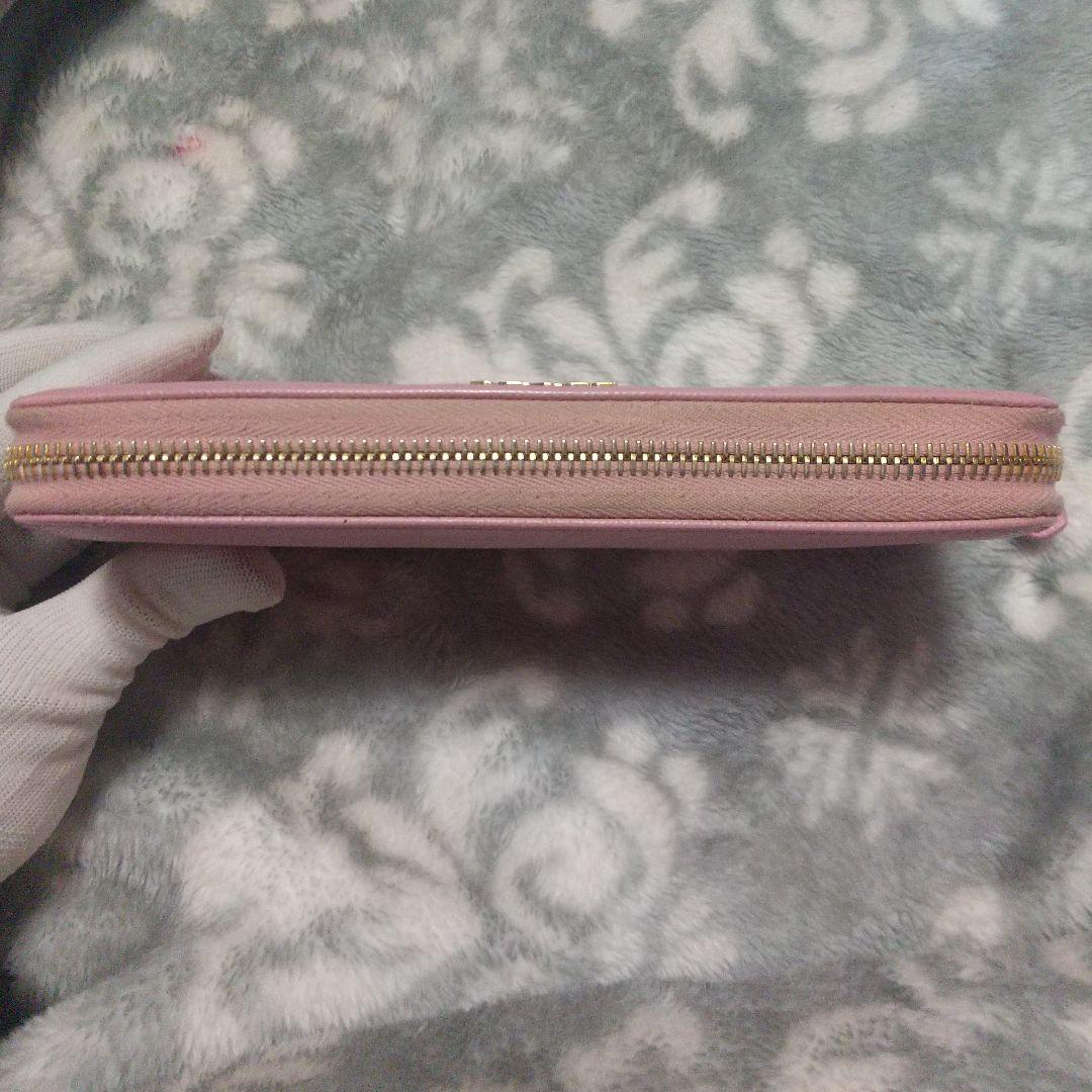 PRADA サフィアーノレザーラウンドファスナー 長財布 ピンクベージュ系