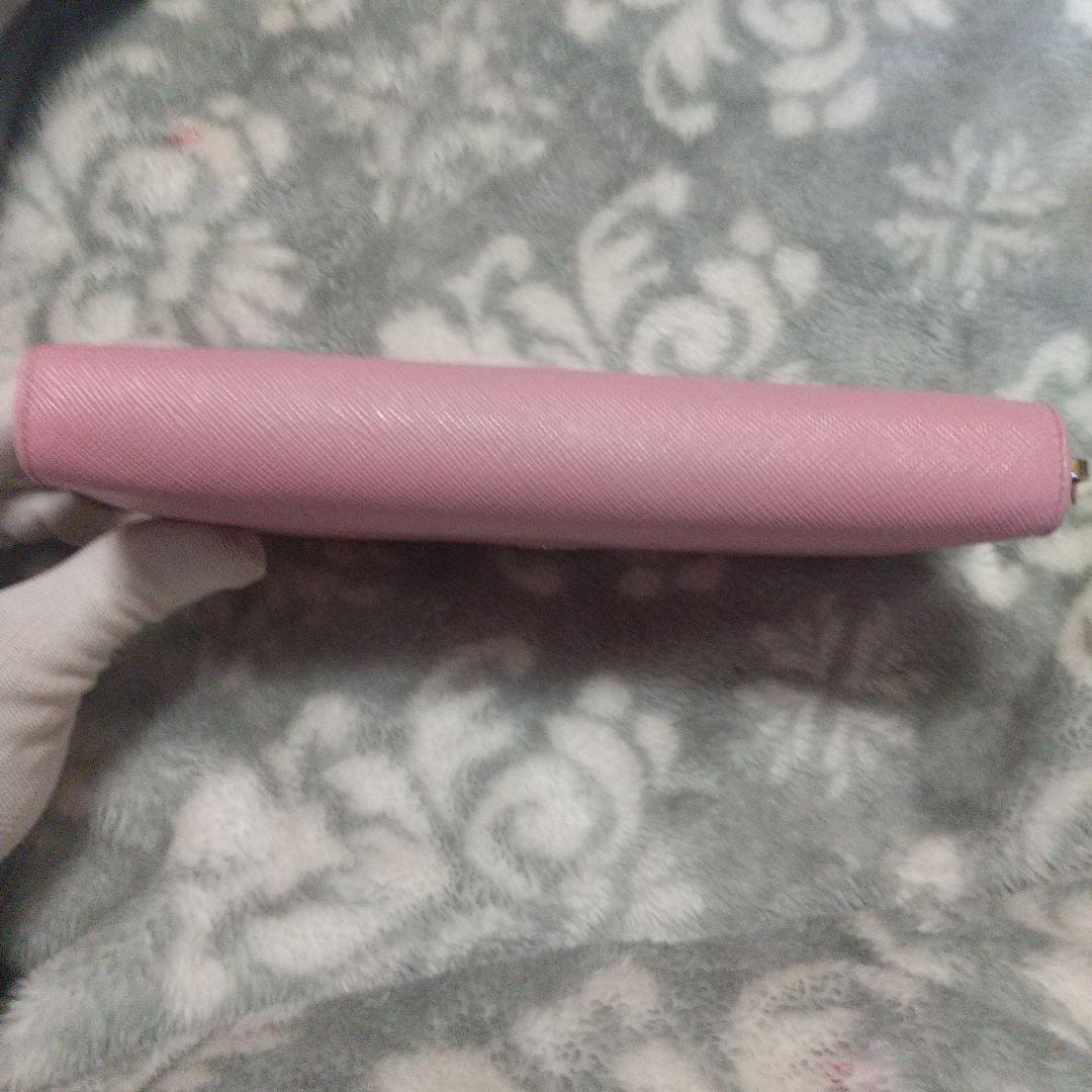 PRADA サフィアーノレザーラウンドファスナー 長財布 ピンクベージュ系