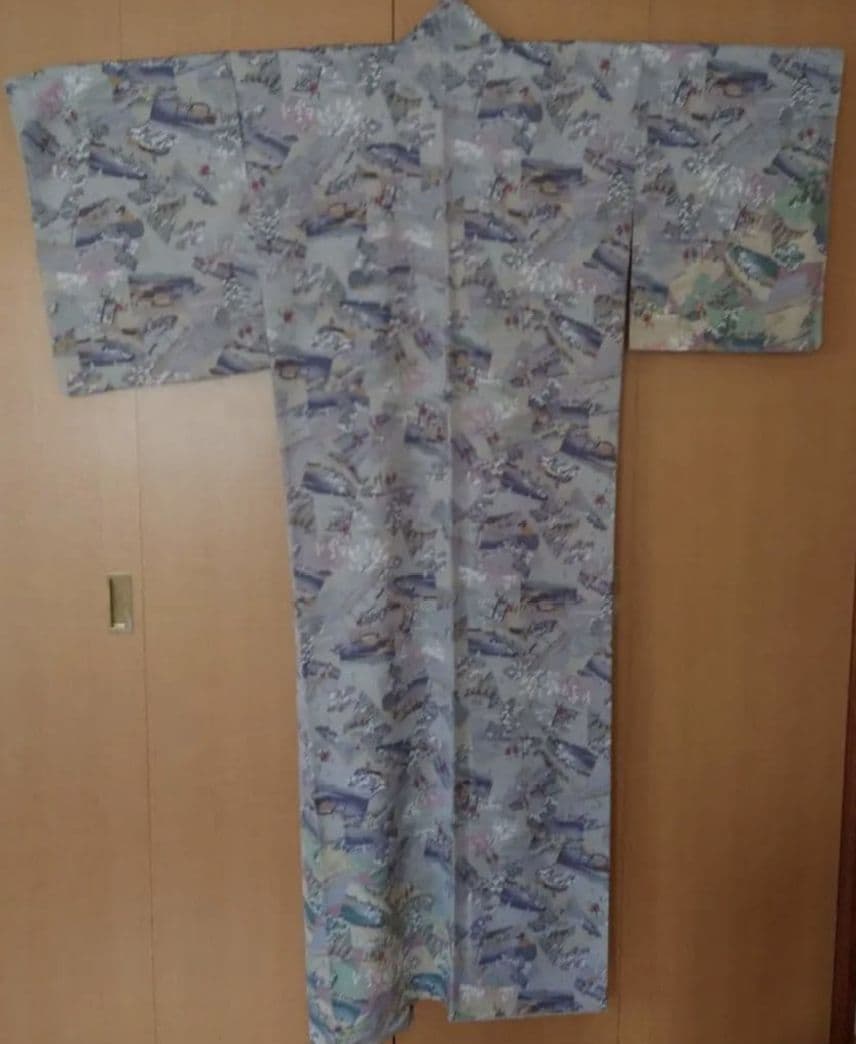 yochan【未使用に近い極美品】小紋フルセット　正絹袷　浮世絵　六通袋帯