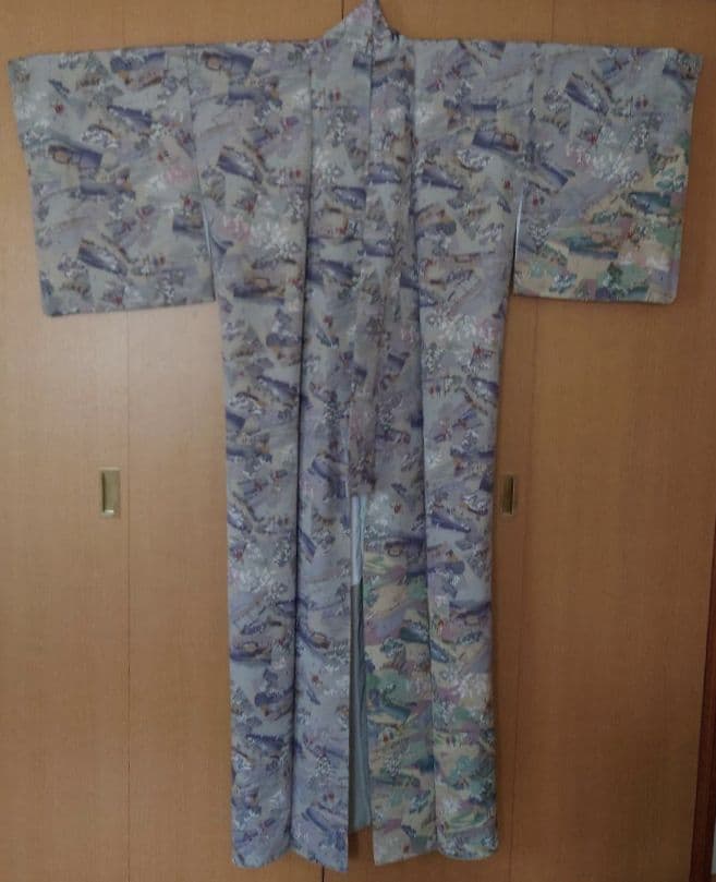 yochan【未使用に近い極美品】小紋フルセット　正絹袷　浮世絵　六通袋帯