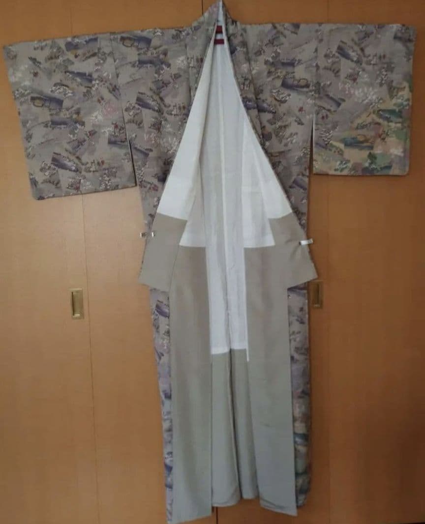 yochan【未使用に近い極美品】小紋フルセット　正絹袷　浮世絵　六通袋帯