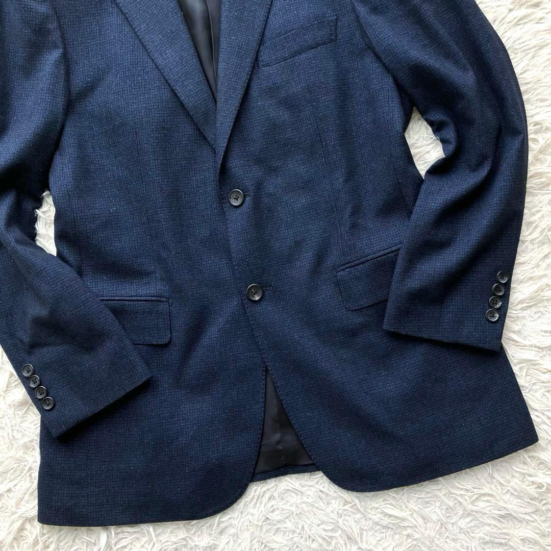 【現行 極美品 カシミヤシルク】ポールスチュアート　テーラードジャケット　L 紺