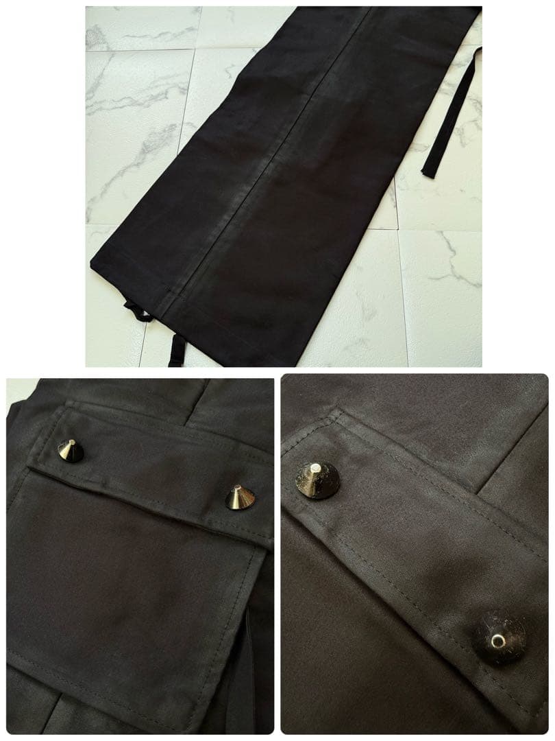 Roen ロエン スタッズ スカル ポケット カーゴパンツ フレアブラック 32