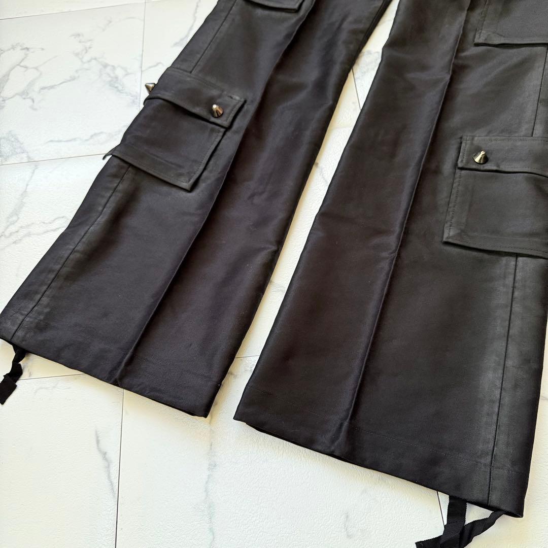 Roen ロエン スタッズ スカル ポケット カーゴパンツ フレアブラック 32