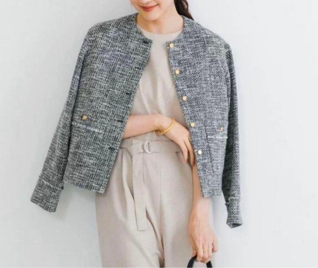 【美品】URBAN RESEARCH ツイード ノーカラージャケット