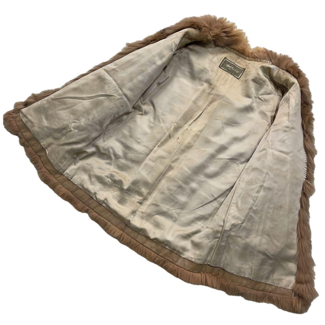 染めブルーフォックス　ムーンバット　ファーコート　XLサイズ相当　総丈78cm