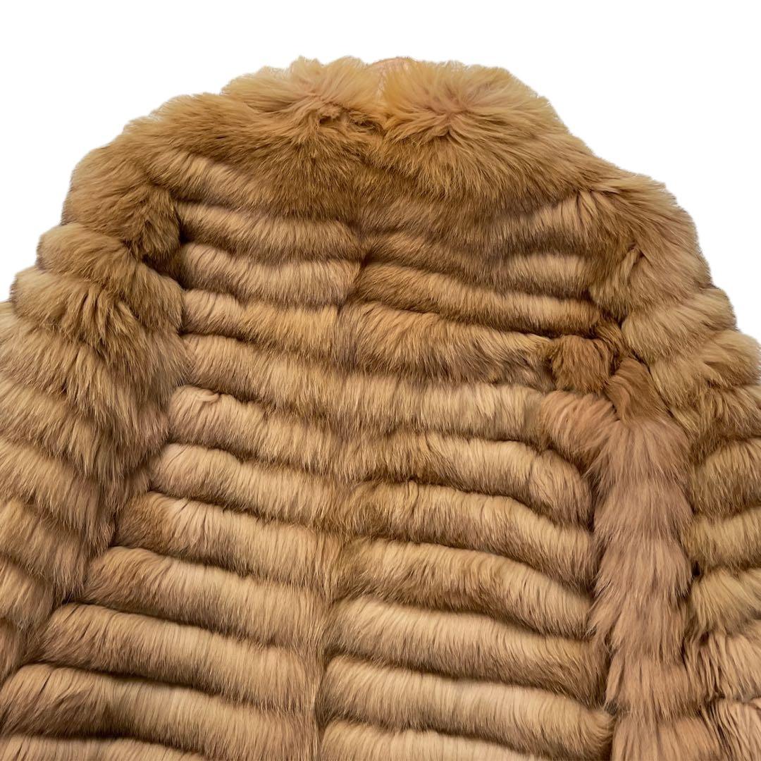 染めブルーフォックス　ムーンバット　ファーコート　XLサイズ相当　総丈78cm