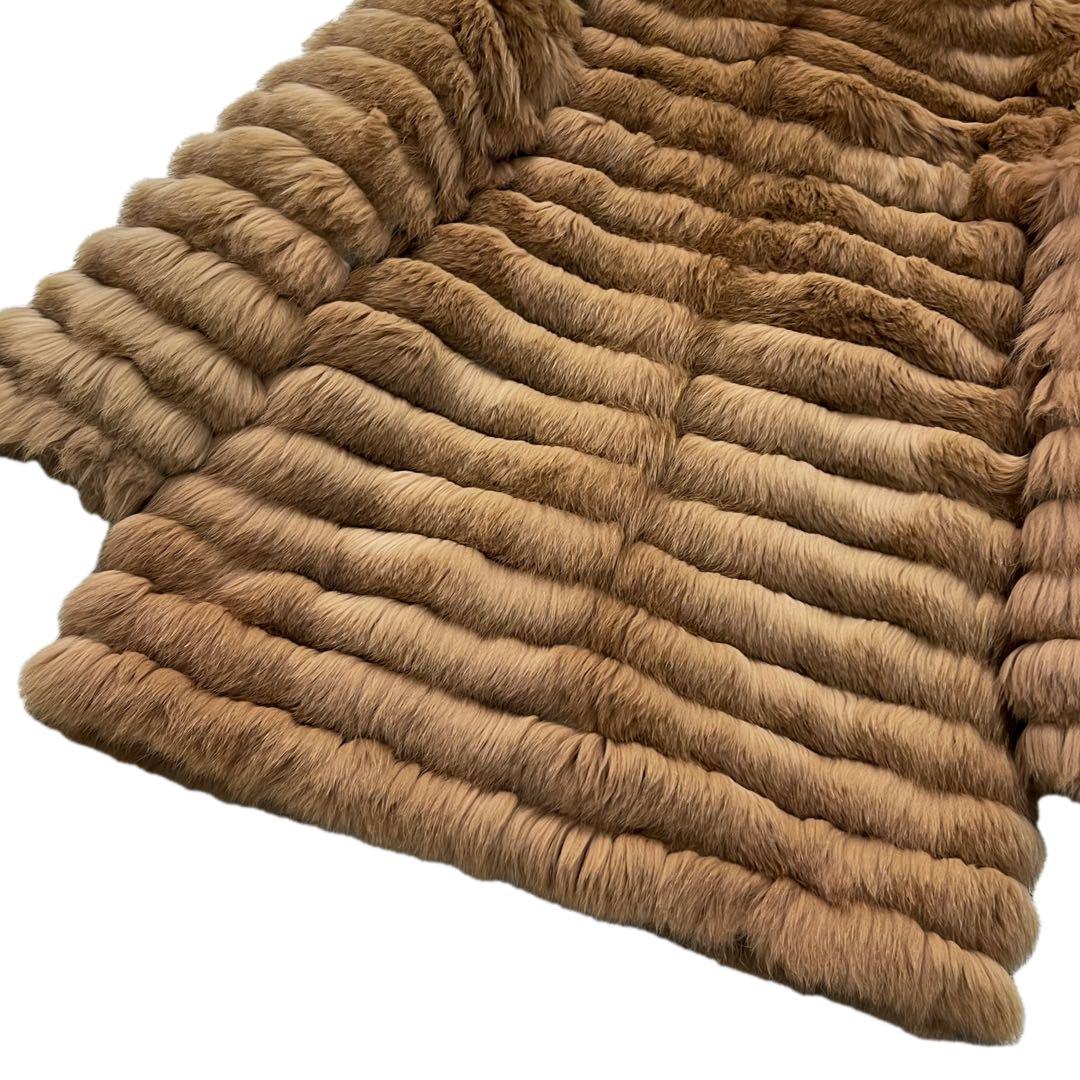 染めブルーフォックス　ムーンバット　ファーコート　XLサイズ相当　総丈78cm