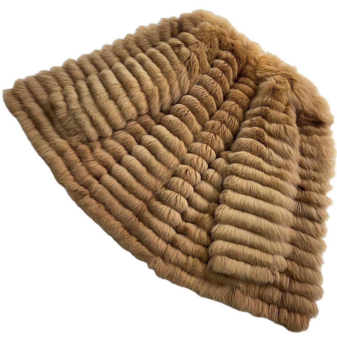 染めブルーフォックス　ムーンバット　ファーコート　XLサイズ相当　総丈78cm