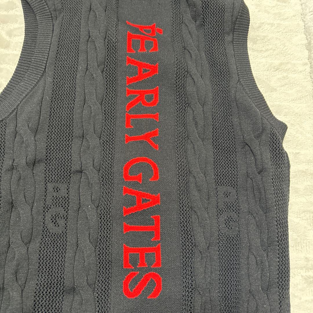 美品　PEARLY GATES 1サイズ ケーブル編み ノースリーブベスト