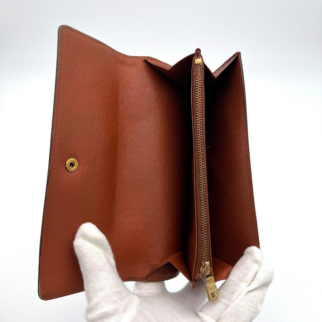【美品】ルイヴィトン　モノグラム　ポシェット ポルトモネ　ブラウン　長財布