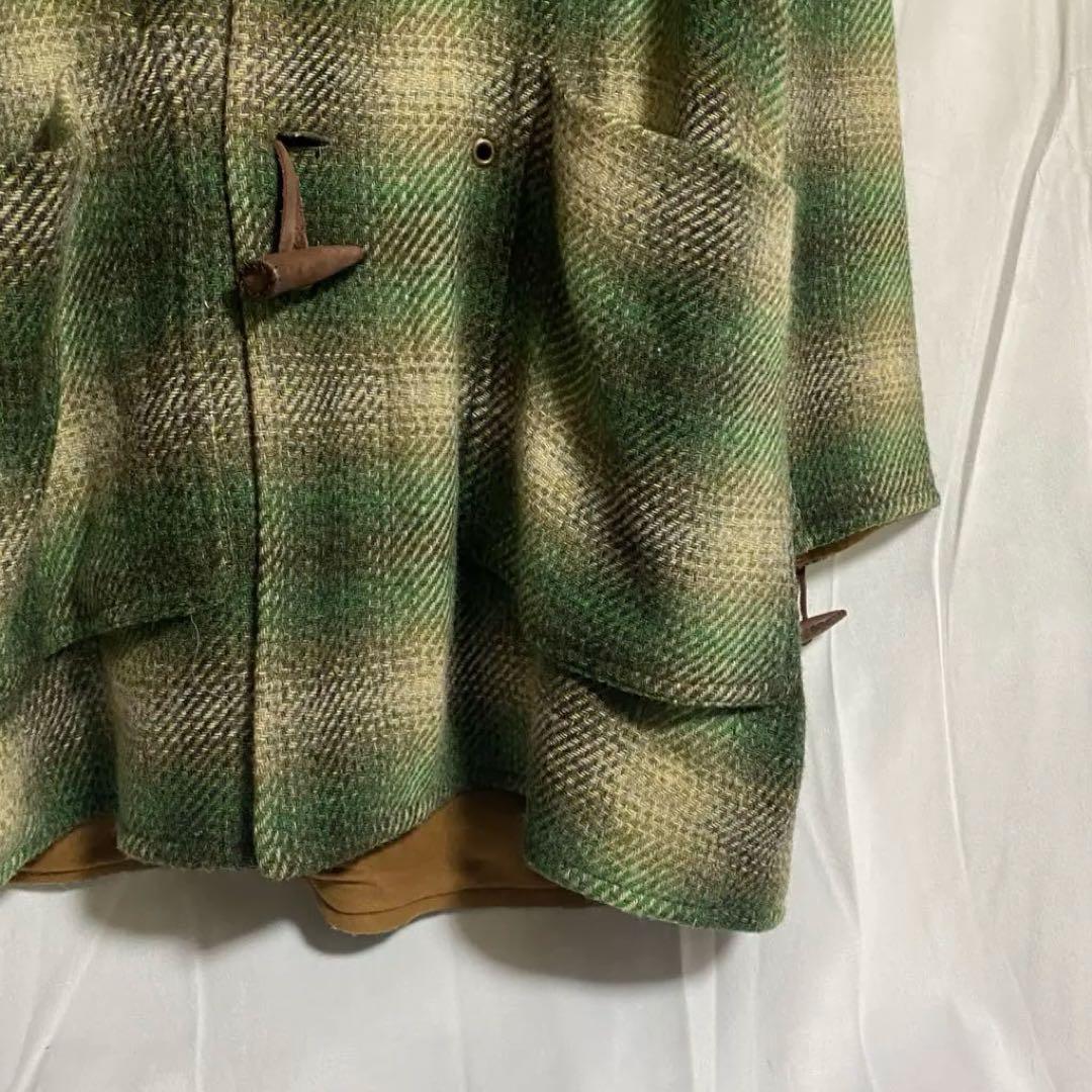 80-90s NICOLE ダッフルコート オンブレチェック 緑 古着 M
