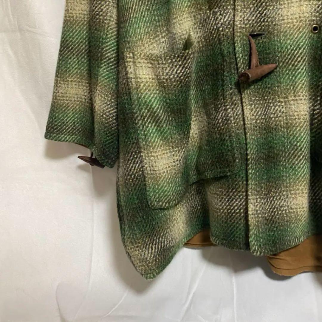 80-90s NICOLE ダッフルコート オンブレチェック 緑 古着 M