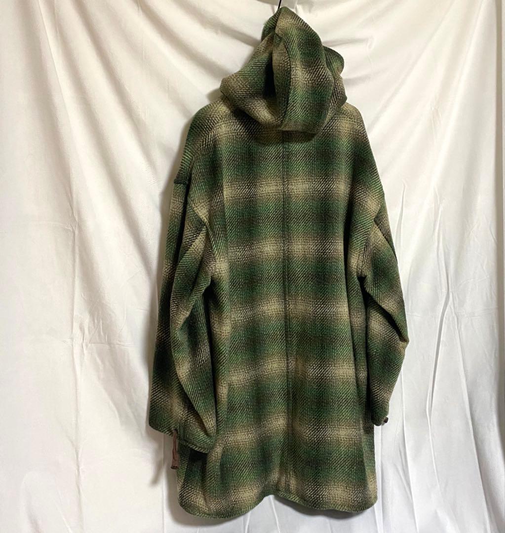80-90s NICOLE ダッフルコート オンブレチェック 緑 古着 M