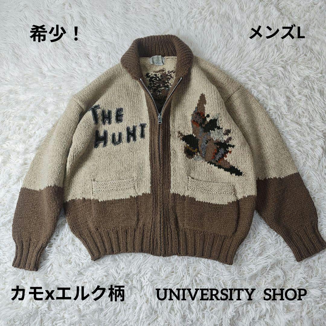 【希少デザイン】THE HUNT カモｘエルク柄カウチンニット メンズL✨