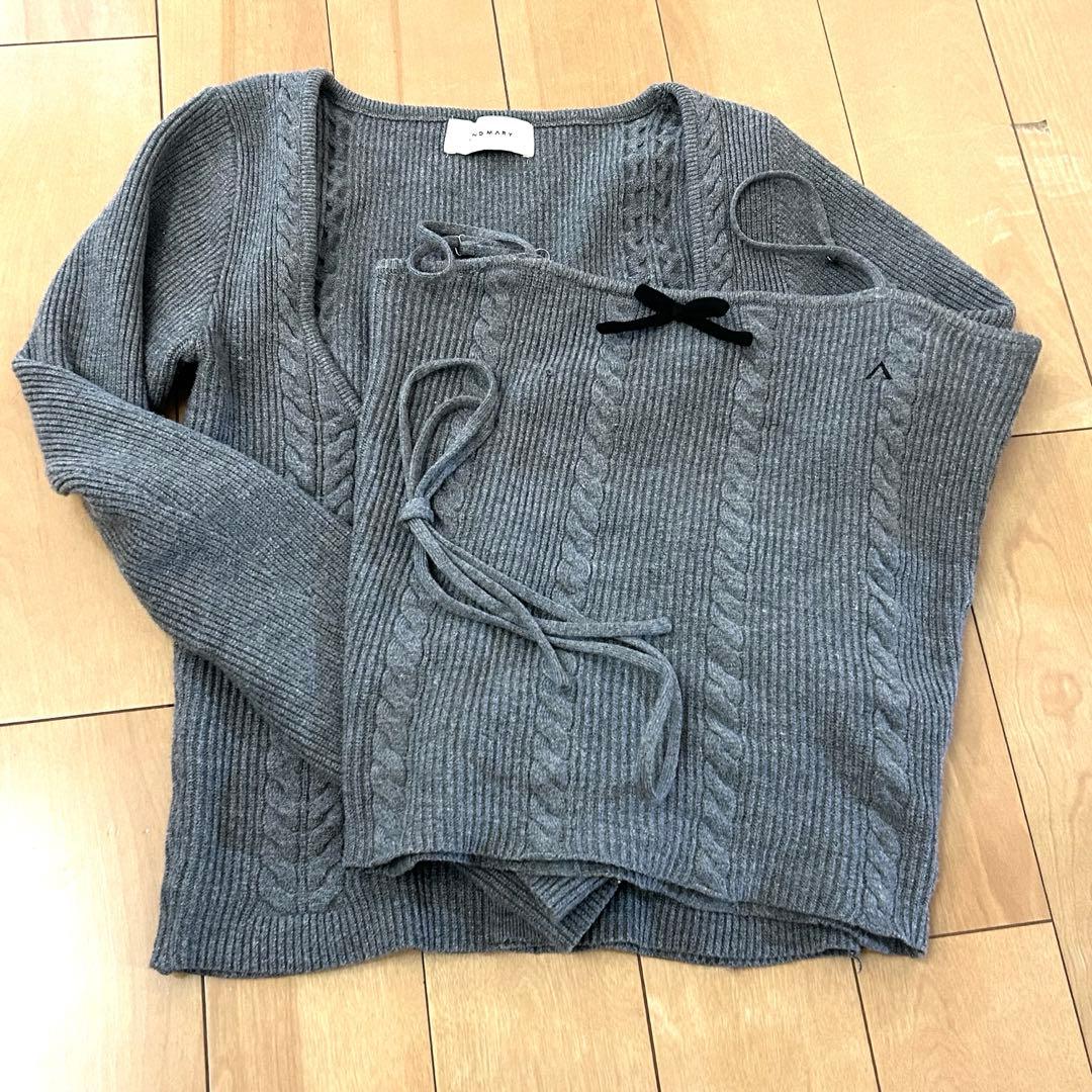 andmary Sharon ribbon tops グレー