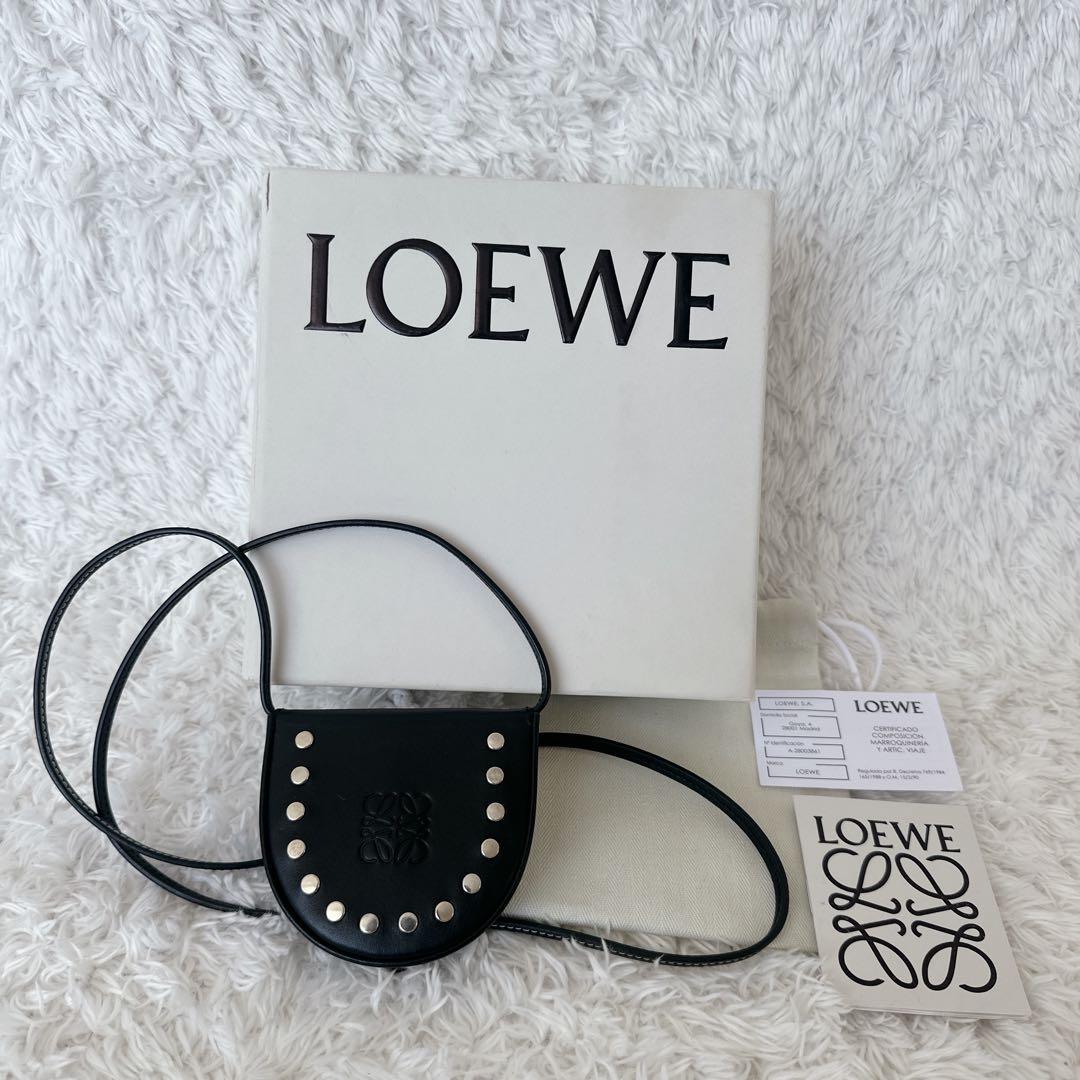 【希少】ロエべ ミニヒールポーチ ケース ショルダー スタッズ 箱あり