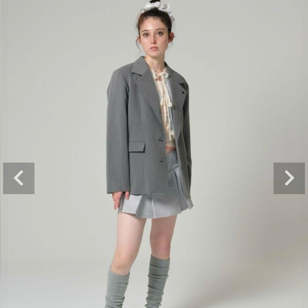 tinajojun ハート刺繍入り テーラードジャケット グレー