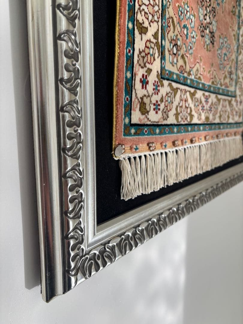 世界最高峰のトルコ カイセリ産 総シルク 手織り絨毯 53×42証紙付