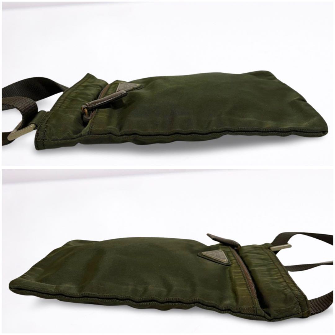 【正規品】プラダ PRADA ショルダーバッグ 三角ロゴ カーキ系 男女兼用