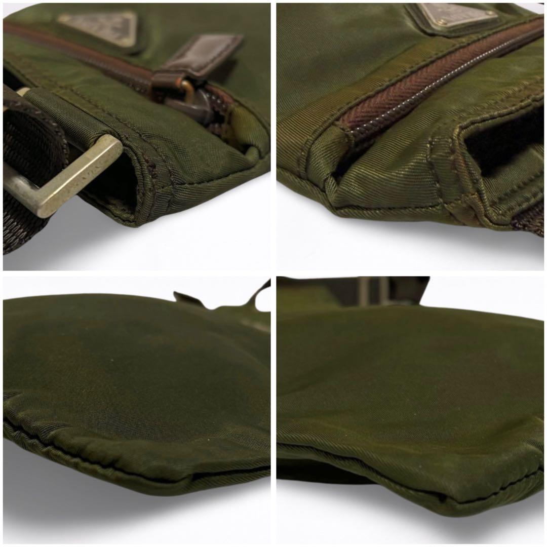 【正規品】プラダ PRADA ショルダーバッグ 三角ロゴ カーキ系 男女兼用