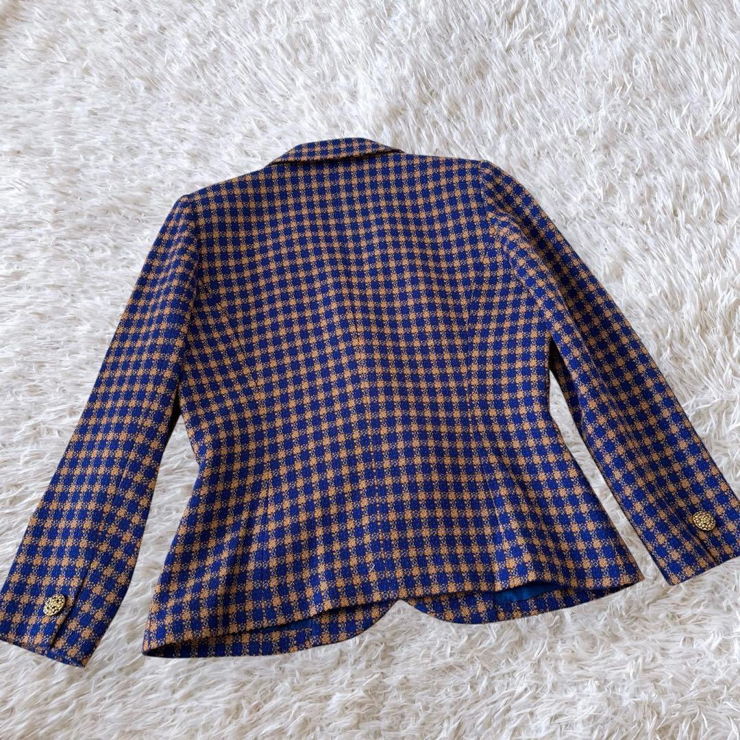 90’s vintage ロイヤルブルー　昭和レトロ 　バブリースーツ　チェック