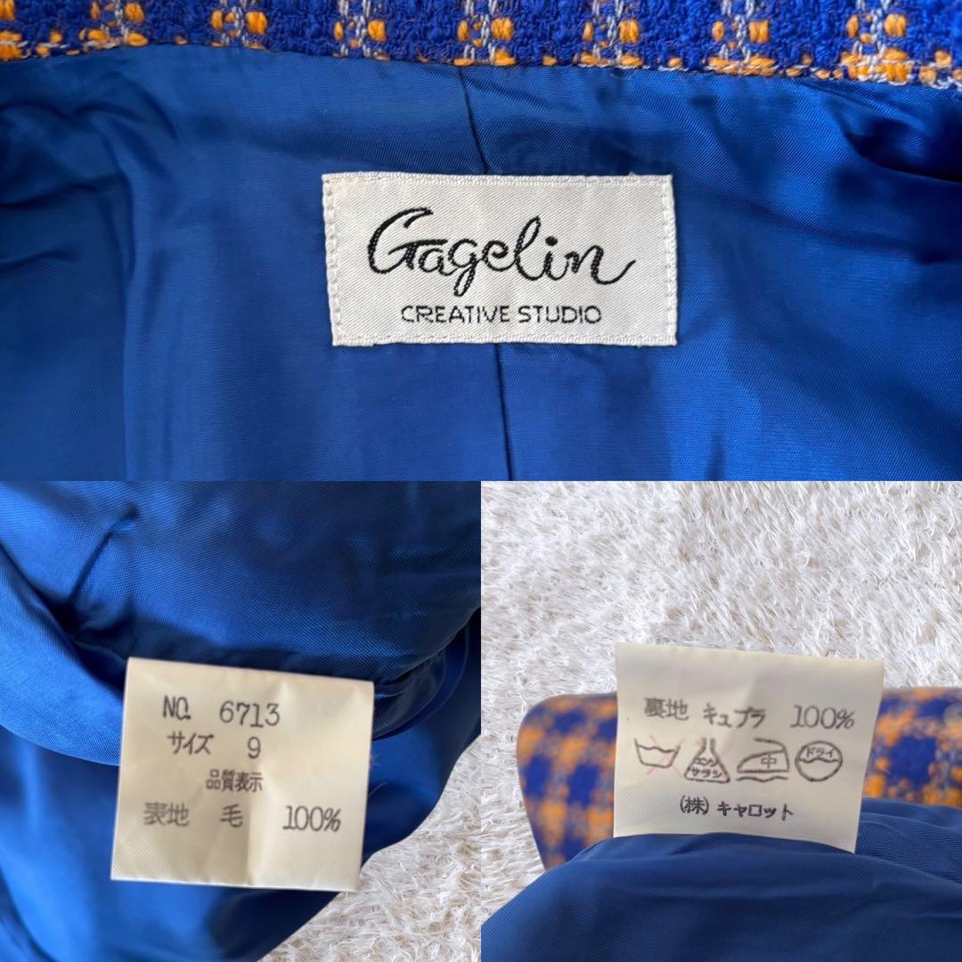 90’s vintage ロイヤルブルー　昭和レトロ 　バブリースーツ　チェック