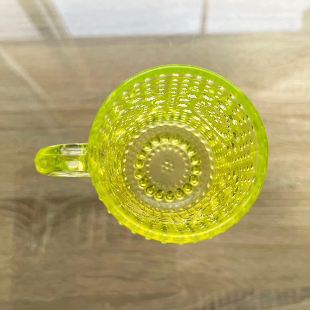 骨董　時代ガラス　フィンランド　グラッポニア マグカップ　ウランガラス１客②