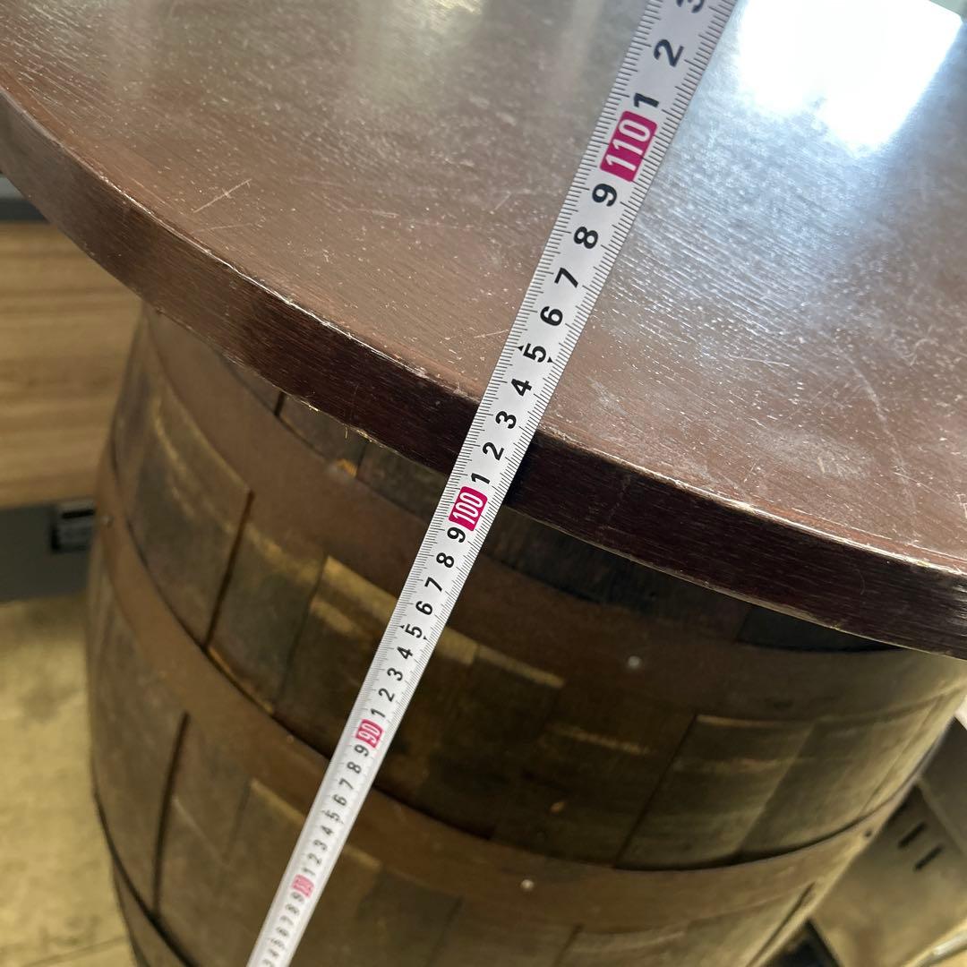 6668②木製古樽 バレルテーブル 直径約80㎝ 高さ約103㎝ キャスター付き