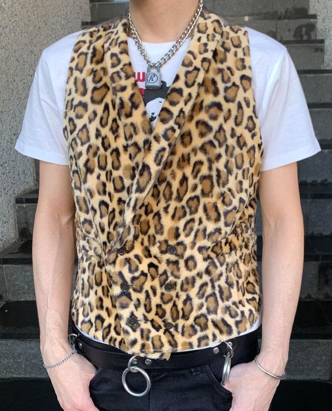 ６６６マイウェイマン　ヒョウ柄 Lサイズ ベスト　PUNK