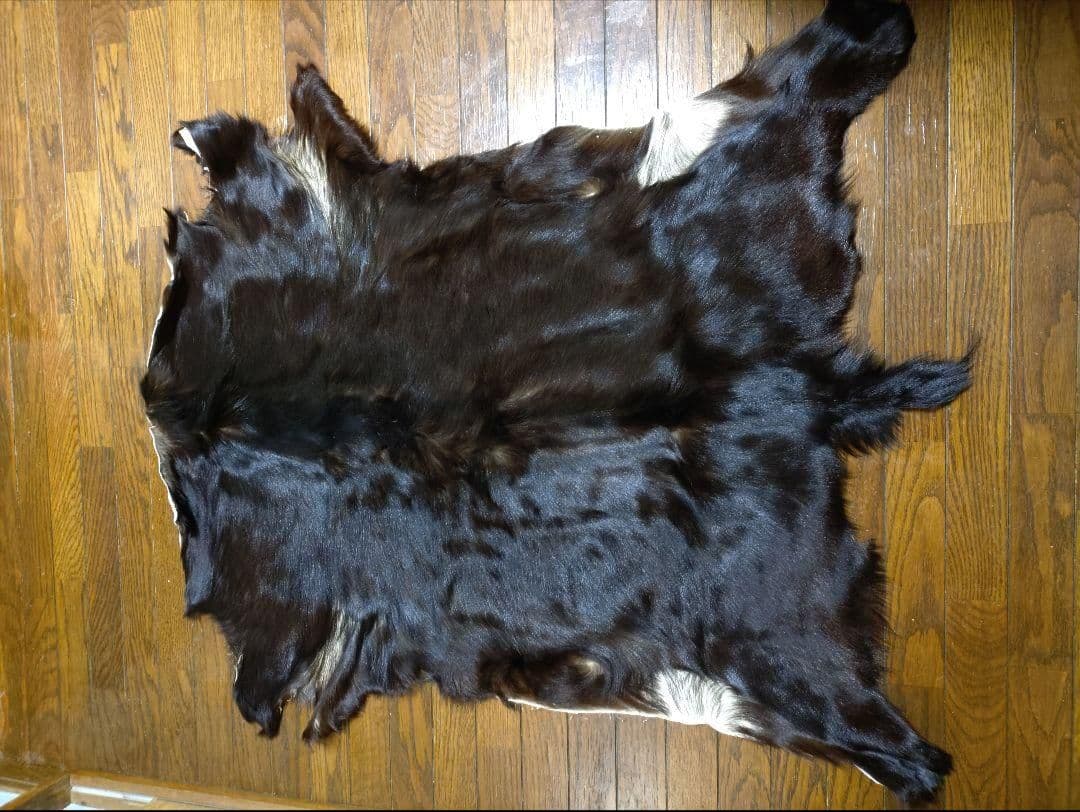 ヤギ　毛皮　ラグ　約70×90cm　ウサギの毛皮 管理番号3