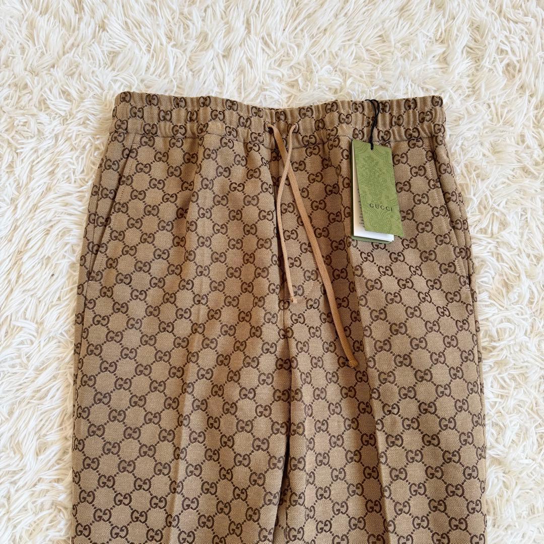 新品タグ付　グッチ　スラックス　GG　総柄　ブラウン　Mサイズ