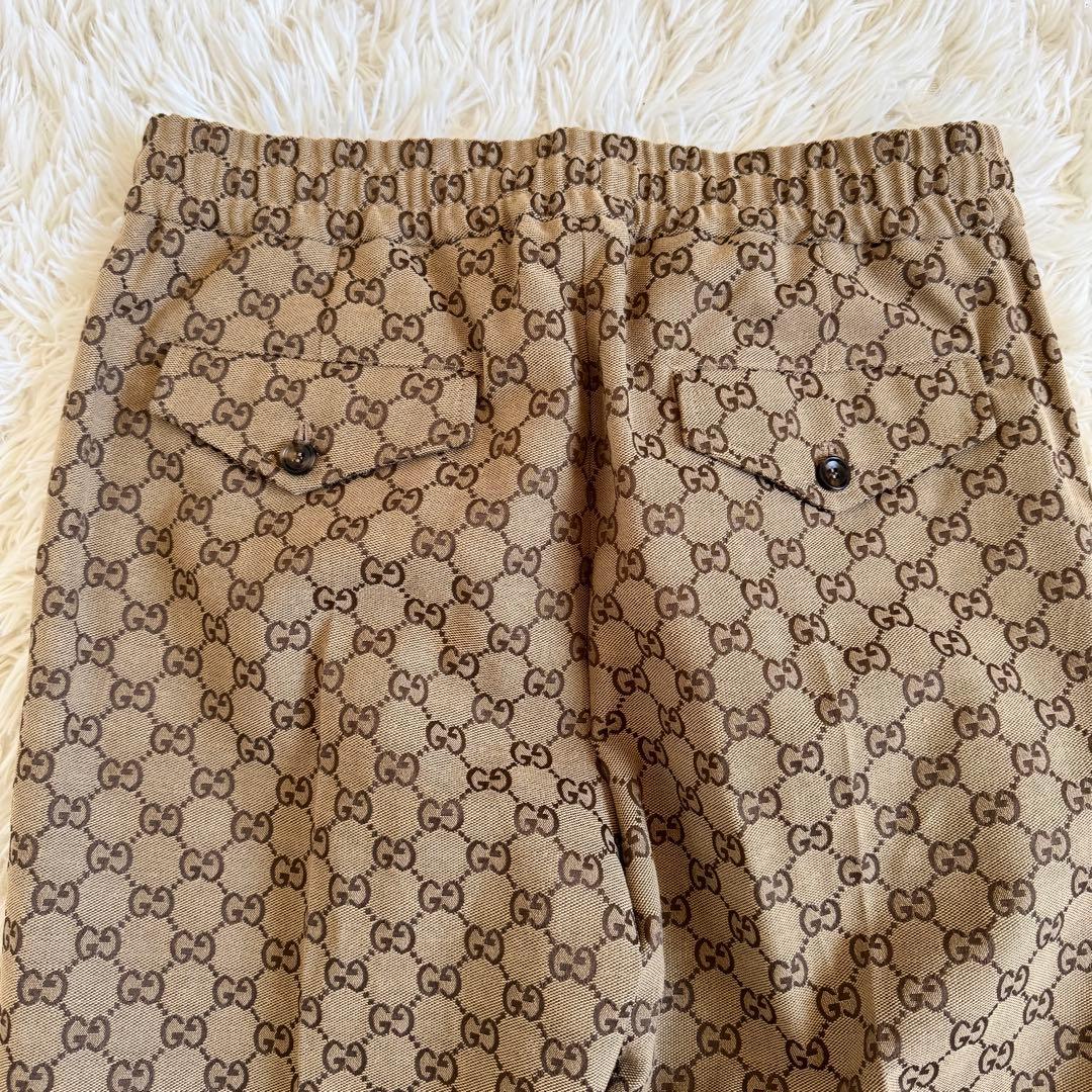 新品タグ付　グッチ　スラックス　GG　総柄　ブラウン　Mサイズ
