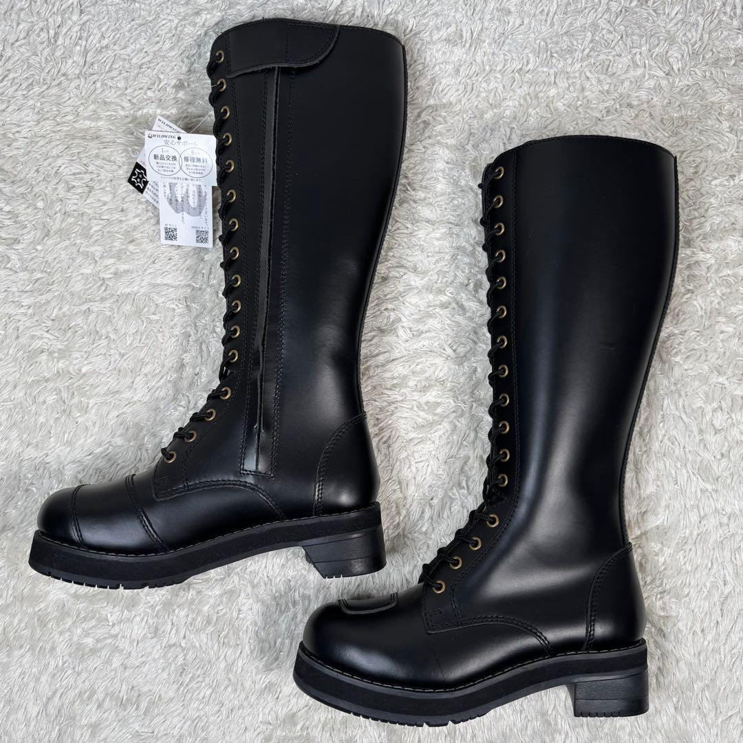 新品 ワイルドウィング 厚底ストーク ロングブーツ バイカーブーツ サイドジップ