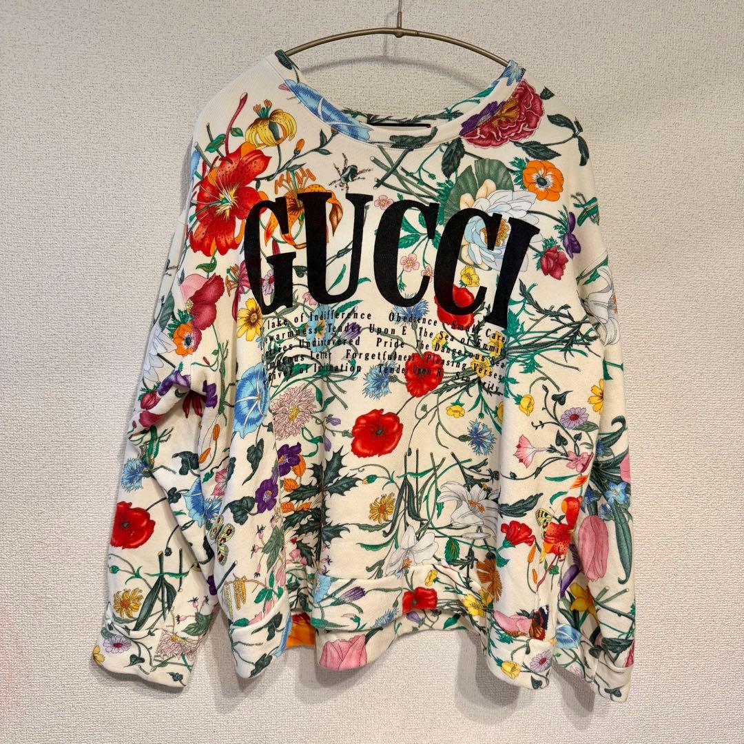 GUCCI 花柄　スウェット　ロゴ　xs トレーナー　グッチ