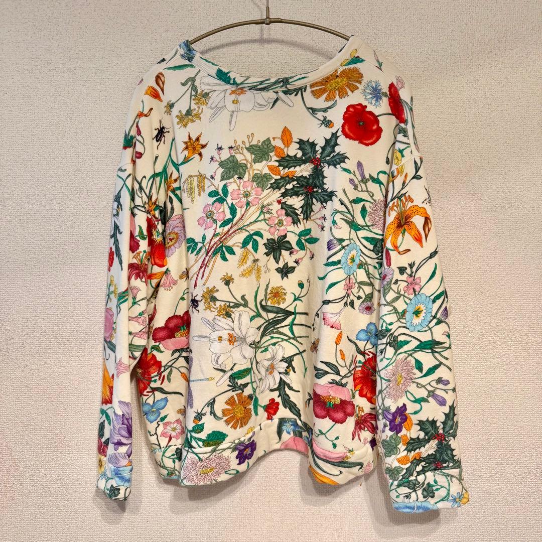 GUCCI 花柄　スウェット　ロゴ　xs トレーナー　グッチ