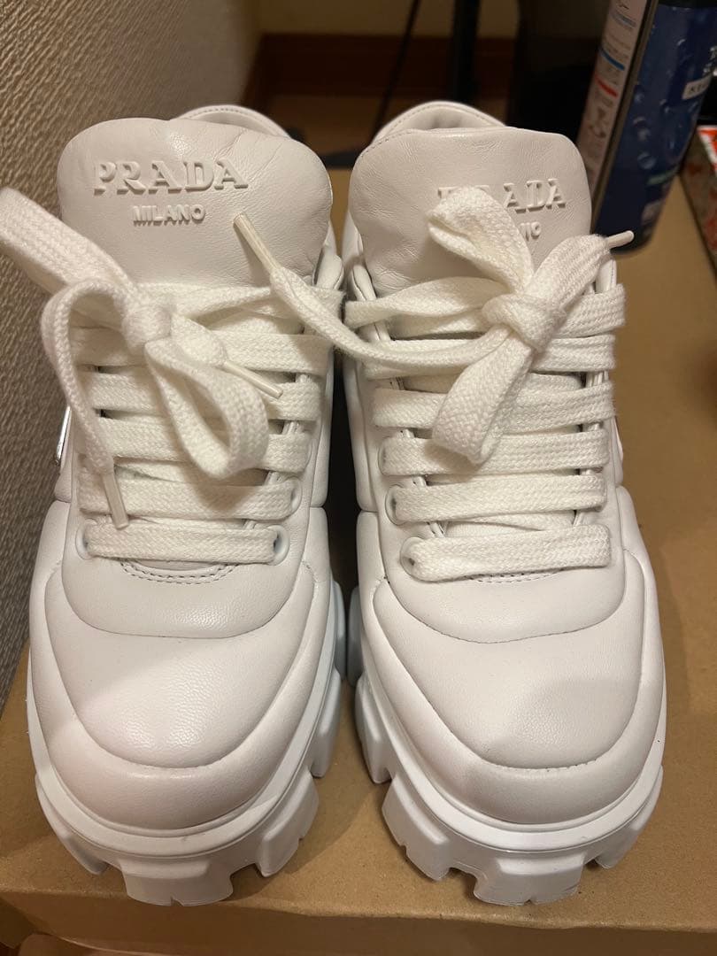 PRADA ローファー　厚底スニーカー　ホワイト　23cm