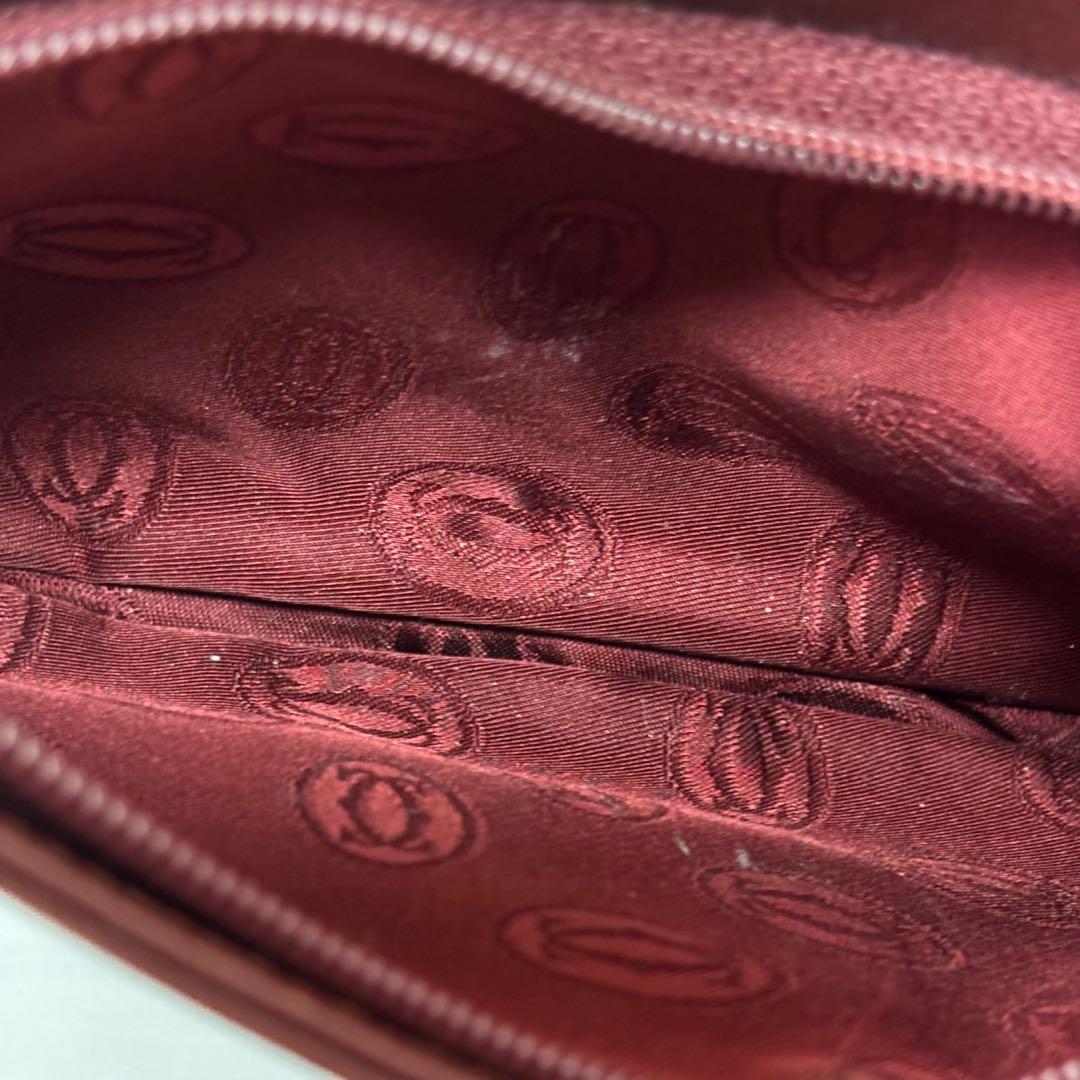 良品✨カルティエ 小銭入れ財布 ポーチ マストライン革 ボルドー 箱、保存布付