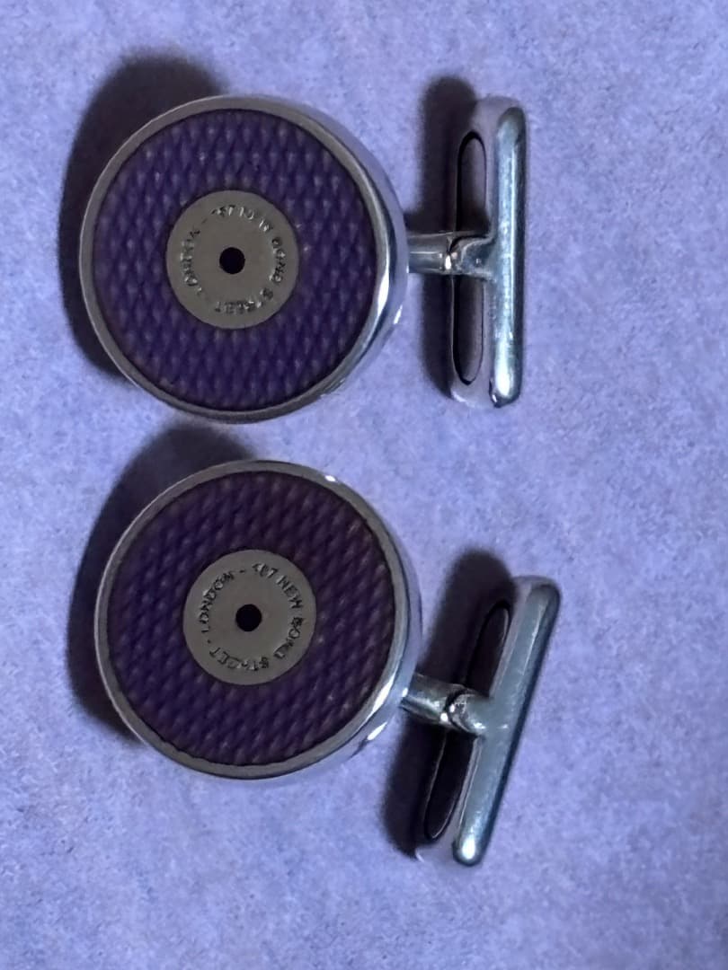 Asprey アスプレイ　カフス　パープルエナメル　スターリングシルバー