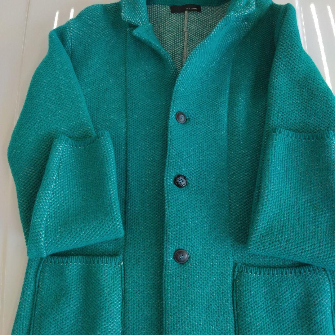 未使用級＊ラルディーニ ニットジャケット オリジナルロゴ刻印ボタン　ターコイズ