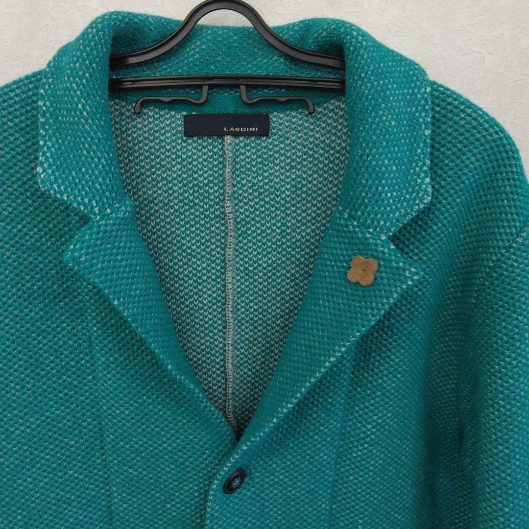未使用級＊ラルディーニ ニットジャケット オリジナルロゴ刻印ボタン　ターコイズ