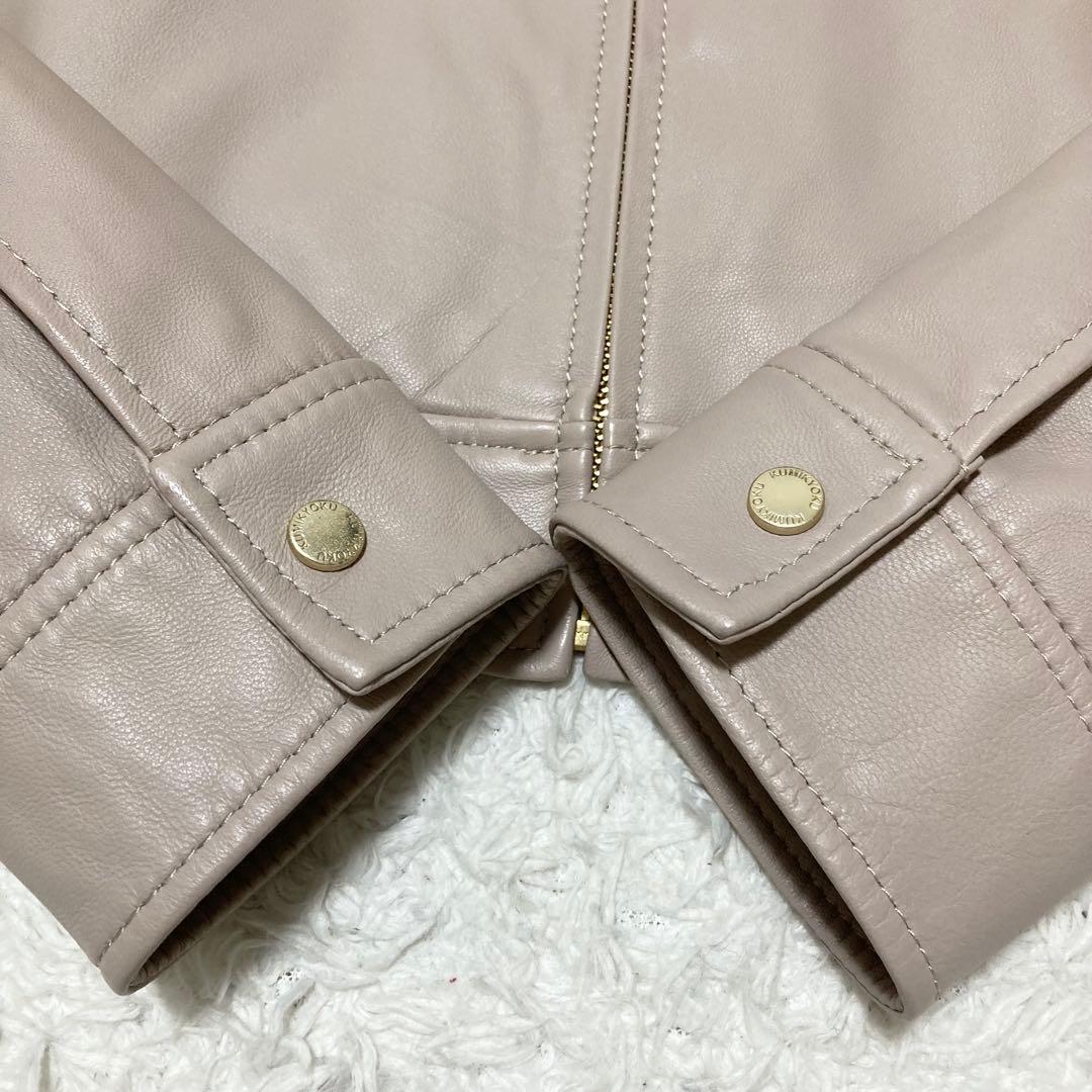 美品♡大きいサイズ クミキョク レザージャケット ノーカラー 羊革 L相当