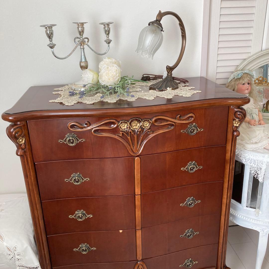 猫脚　5段チェスト　ロココ　ヨーロピアン　アンティーク　洋服ダンス