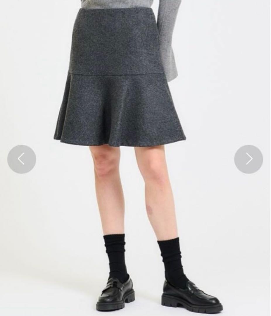 お値下げ中　ESTINATION ウールフレアミニスカート グレー