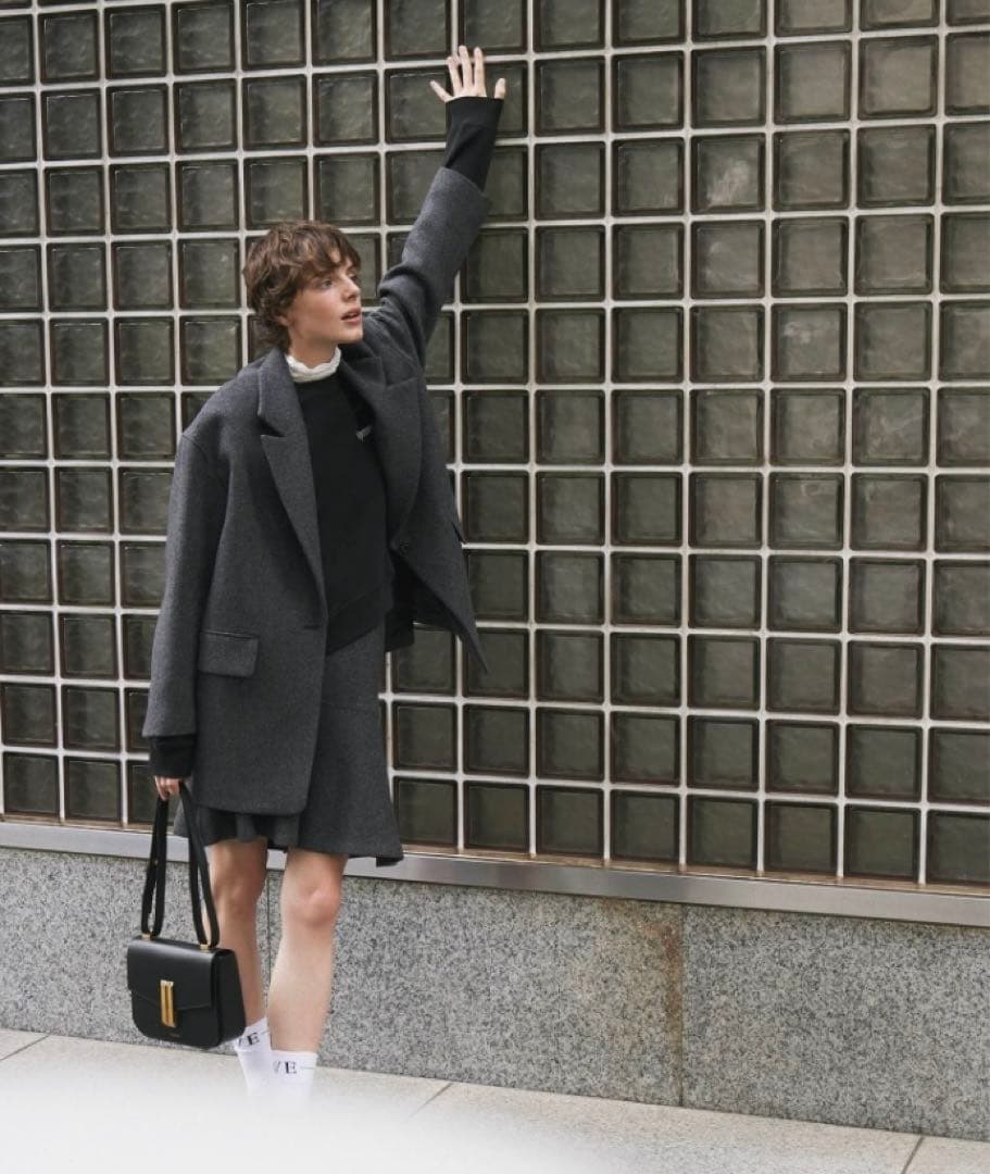 お値下げ中　ESTINATION ウールフレアミニスカート グレー