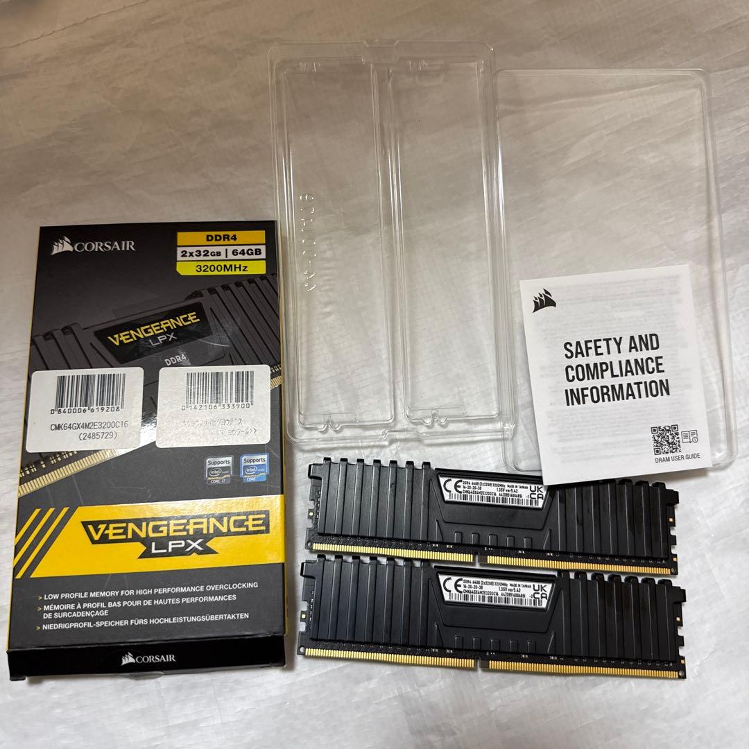 【動作確認済】CORSAIR 32×2 64GBメモリー　RAM コルセア