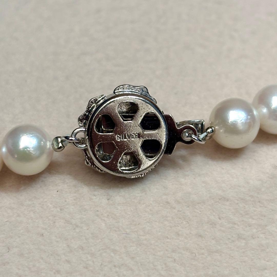 テリ強✨　あこや真珠　パール　ネックレス　約7.5-8.0mm SILVER刻印